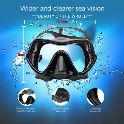 Professional Scuba Diving Mask Snorkelling Set - Anti-Fog Silicone Goggles with Tempered Glass Lens