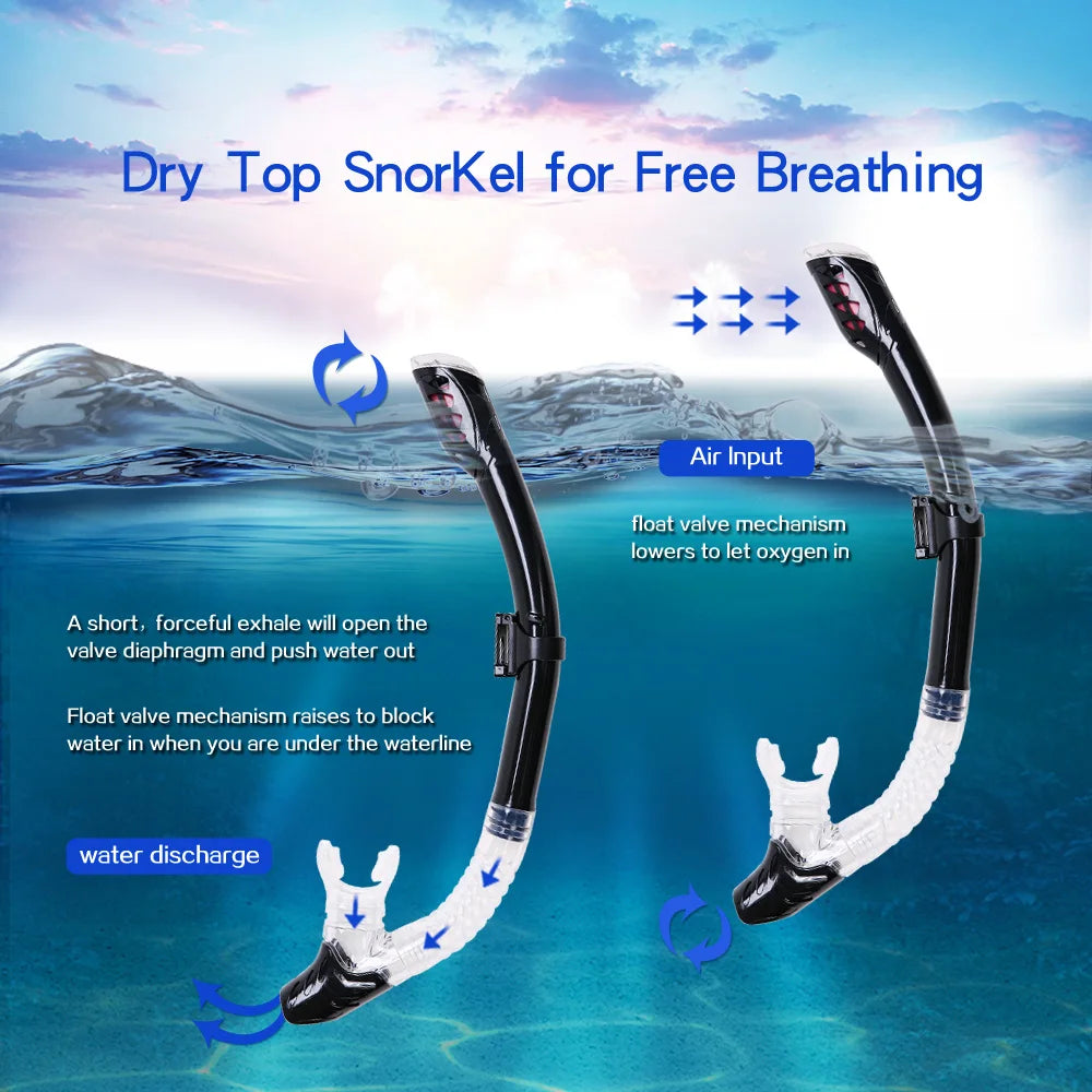 Professional Scuba Diving Mask Snorkelling Set - Anti-Fog Silicone Goggles with Tempered Glass Lens