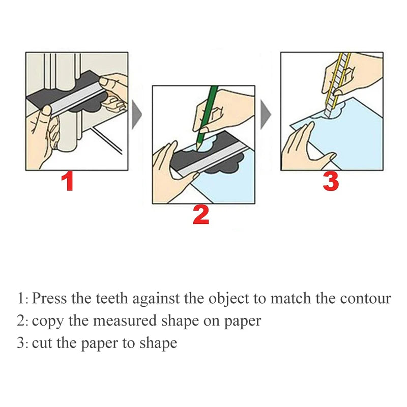 Profile Contour Gauge Line Copier Ruler - Cutting Template for Woodworking and Tiling