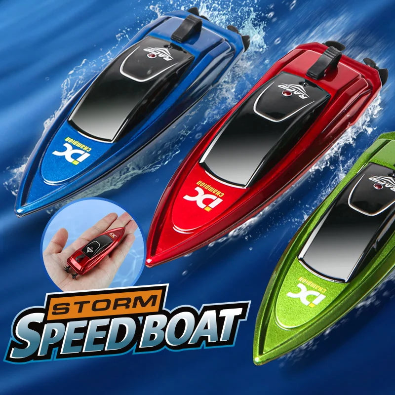 Mini RC Boat with LED Light, 5km/h High Speed