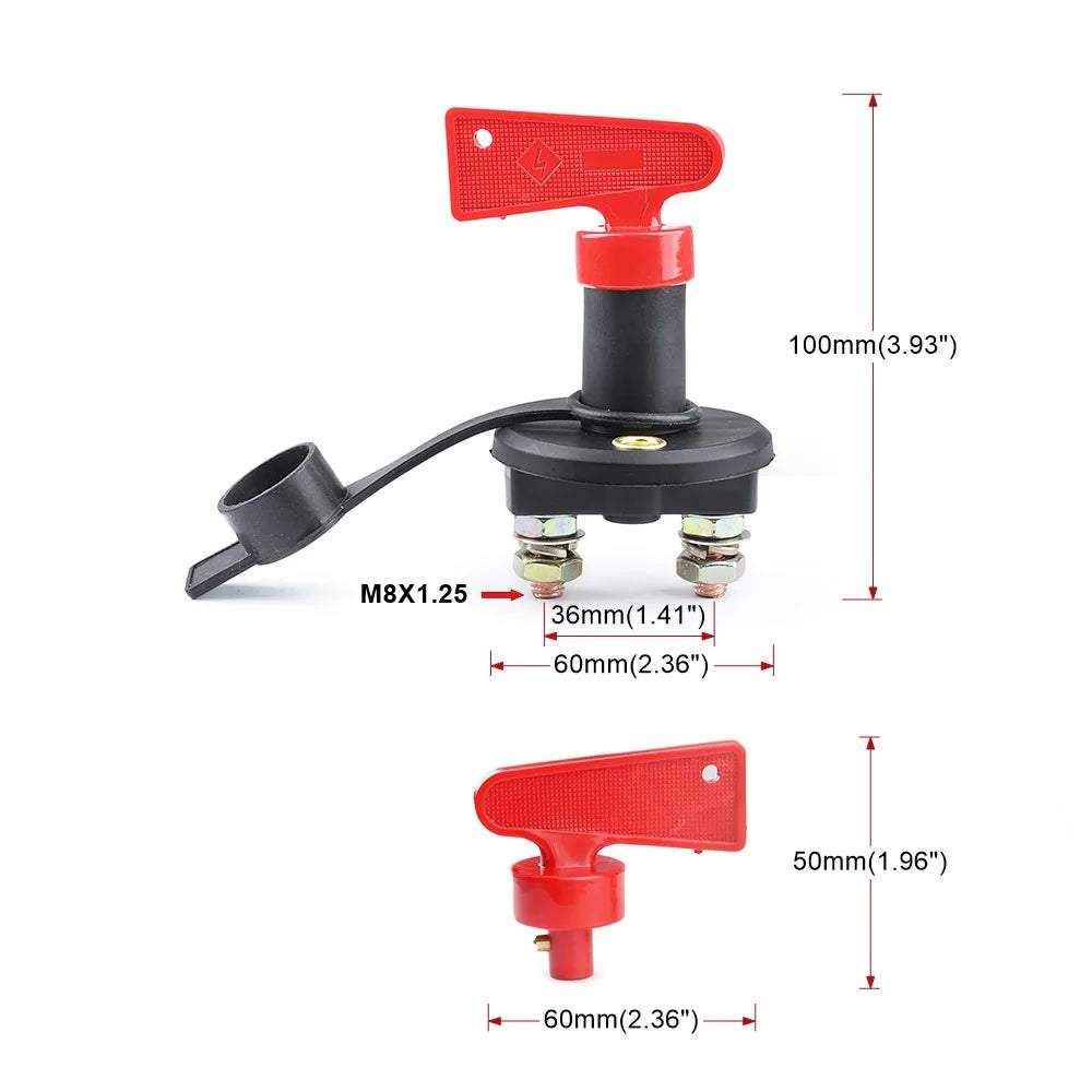 300A 12V Red Key Cut Off Kill Battery Switch