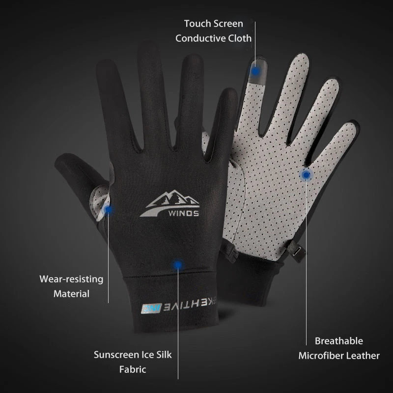 Summer Gloves for Men and Women - Anti UV Touchscreen Ice Silk Cycling Driving Sports Gloves