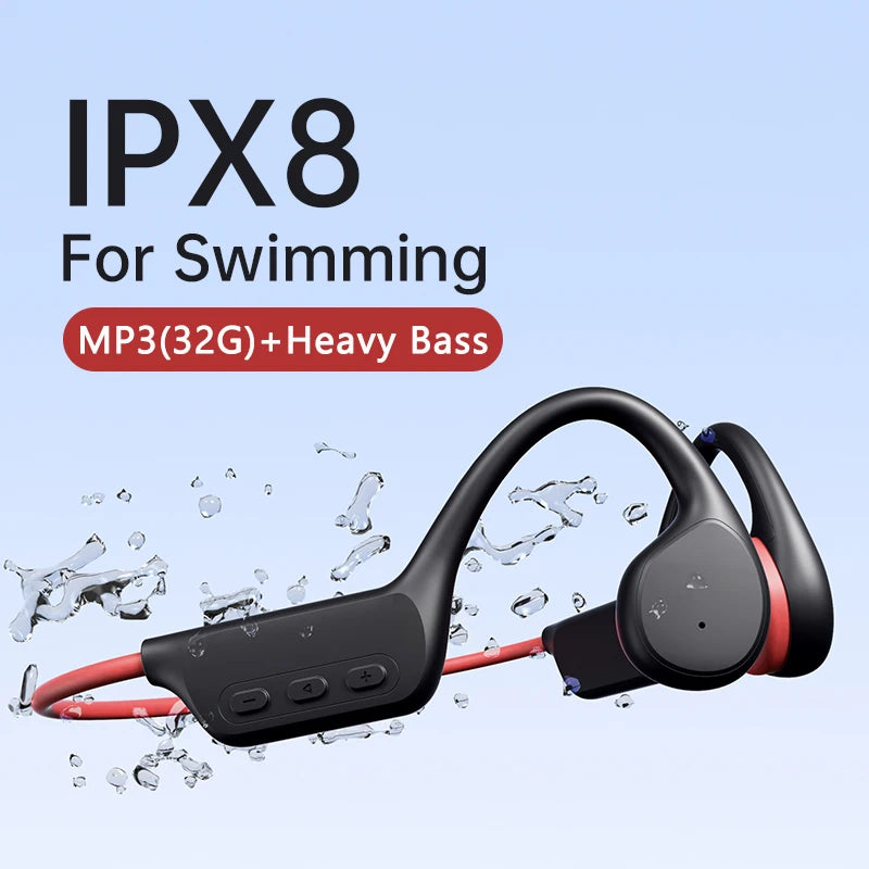 Bone Conduction Earphones Bluetooth Wireless IPX8 Waterproof MP3 Player with Mic