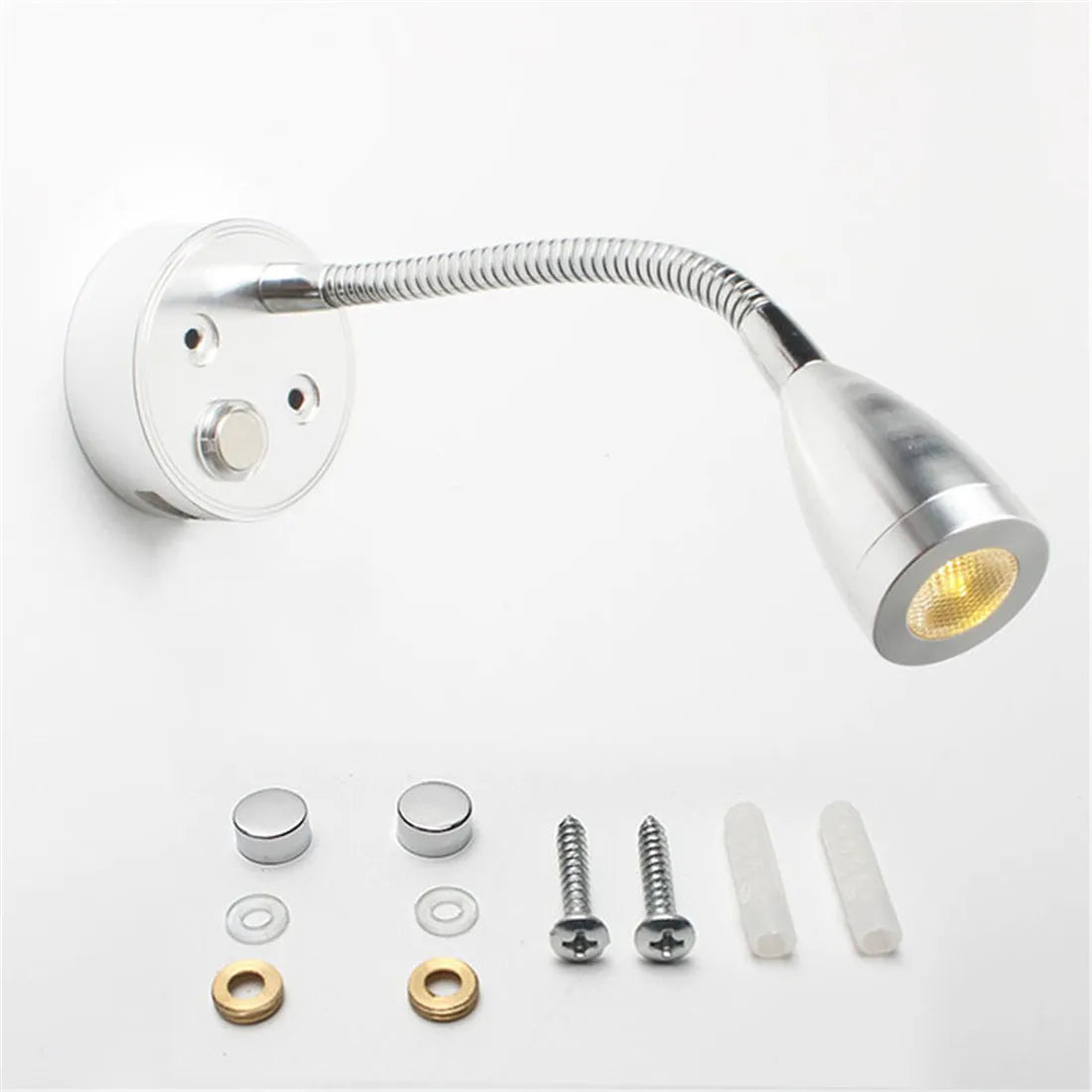 LED Reading Light with 2A USB Charge Port Dimmable Gooseneck Wall Lamp