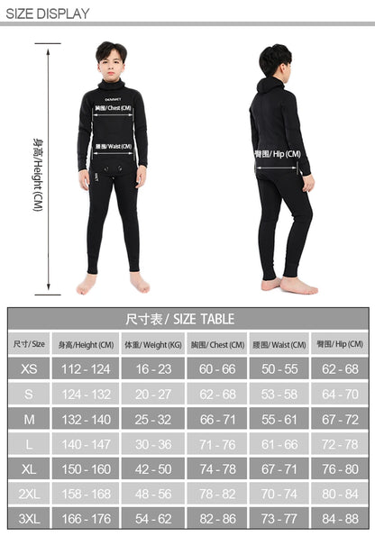 2.5mm Neoprene Kids Wetsuit - 2-Piece Long Sleeve Hooded Thermal Swimsuit for Boys & Girls