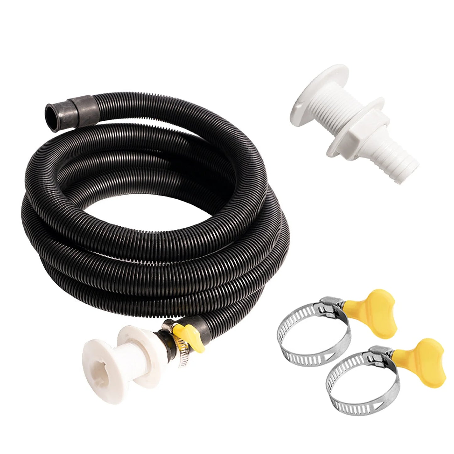 Hose Plastic Thru-Hull Bilge Fitting Kit 3/4" for Boats, Marine, Yacht, Speedboat