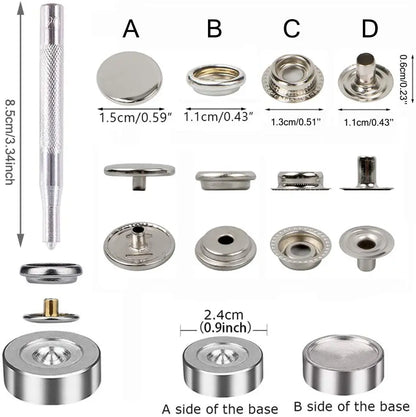 Marine Grade Stainless Steel Snap Fastener Kit (100pcs)