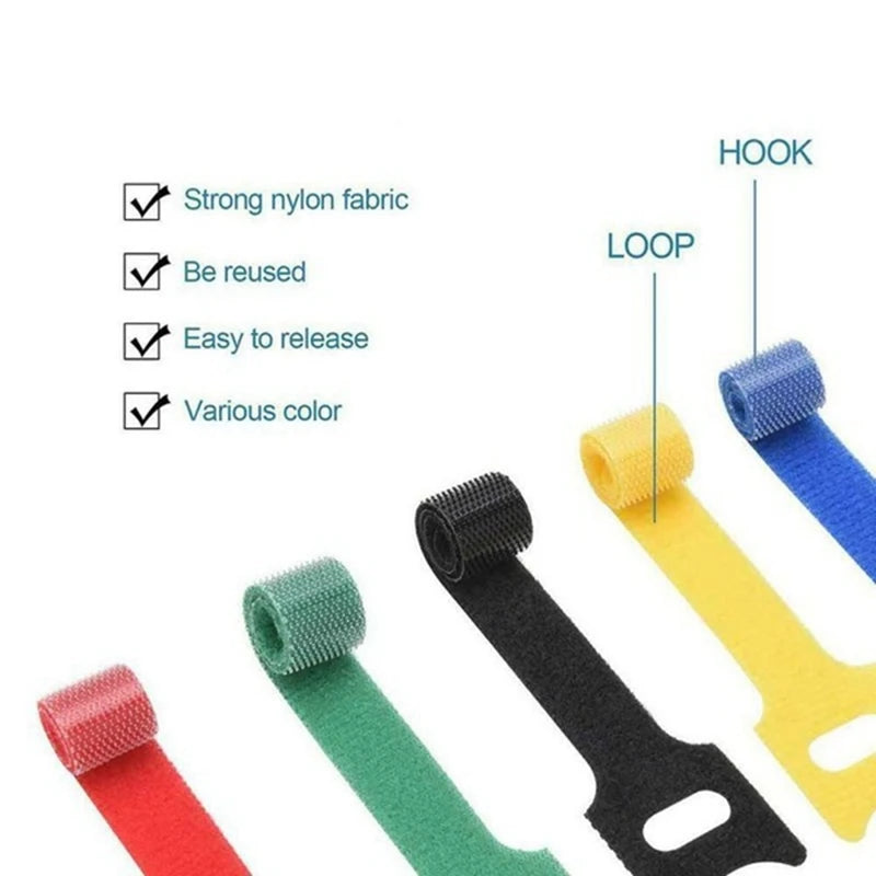 Reusable Velcro Cable Organizer Ties - Nylon Straps for Wire/Cable Management