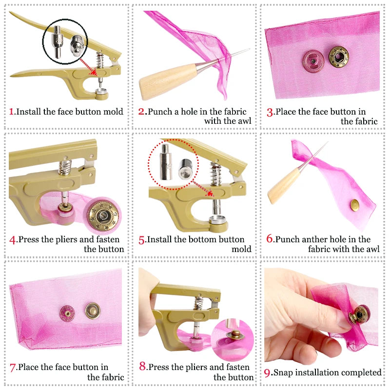 Metal Snap Fasteners Button Kits with Installation Pliers: Essential Sewing Accessories for Clothing and Craft Projects