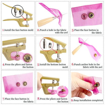 Metal Snap Fasteners Button Kits with Installation Pliers: Essential Sewing Accessories for Clothing and Craft Projects