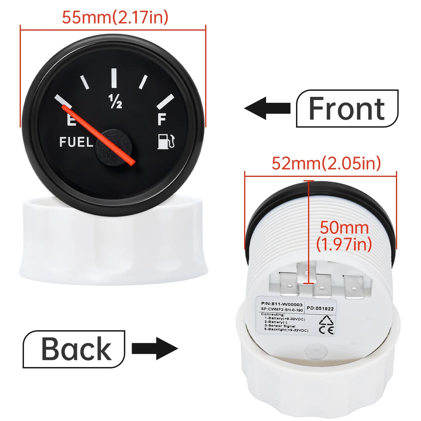 Fuel Level Gauge with Sensor for Boat