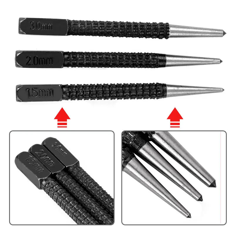 Non-Slip Center Punch - High Carbon Steel Marking Tool for Metal and Wood