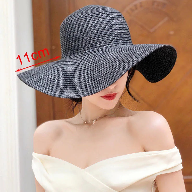 Women's Foldable Wide Brim Beach Sun Hat – UV Protection