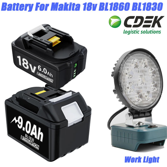 MAKITA 18V BL1850 BL1830 6000MAH Lithium-ion Replacement Battery BL1860 With 15-16W Work Lamp Camping Lighting