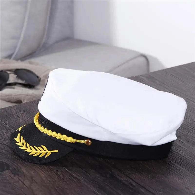 1pc Adult Yacht Boat Ship Sailor Captain Costume Hat Navy Marine Admiral Nautical Party Decorations Unisex Embroidered Hat