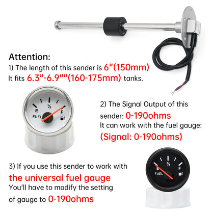 Fuel Level Gauge with Sensor for Boat