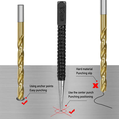 Non-Slip Center Punch - High Carbon Steel Marking Tool for Metal and Wood