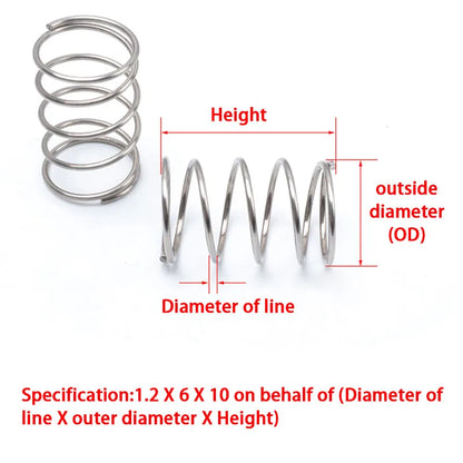 304 Stainless Steel Compression Springs (10 Pcs)
