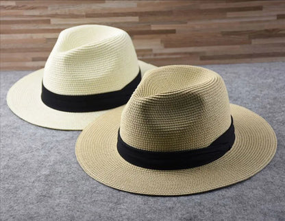 Oversized Straw Sun Hat for Men - Foldable Panama Beach Hat with Sun Protection