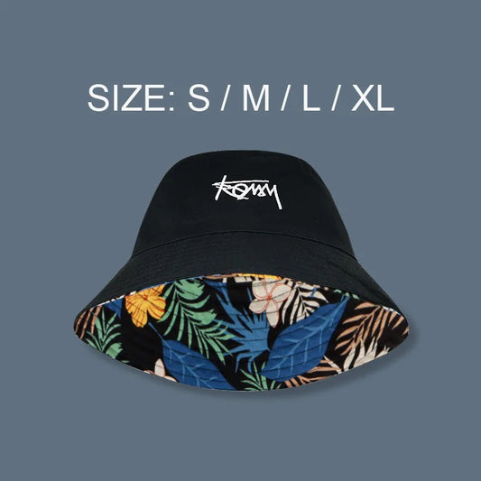 Reversible Bucket Hat - Casual Cotton Panama Hat Big Head Size