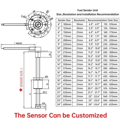 Fuel Level Gauge with Sensor for Boat