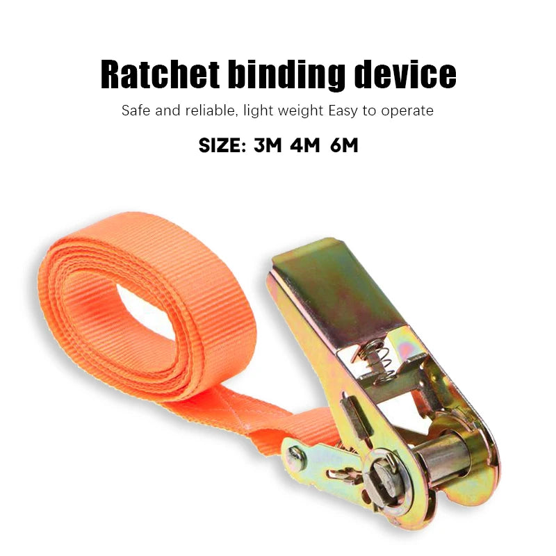 Heavy Duty Tie-Down Cargo Strap - 3/4/6M Ratchet Belt with Metal Buckle