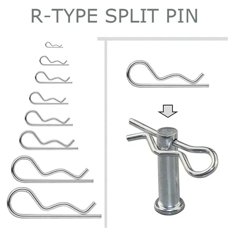 Metal R-Type Cotter Pins – Carbon Steel Wave Latch Bolt Locking Pins (100PCS)