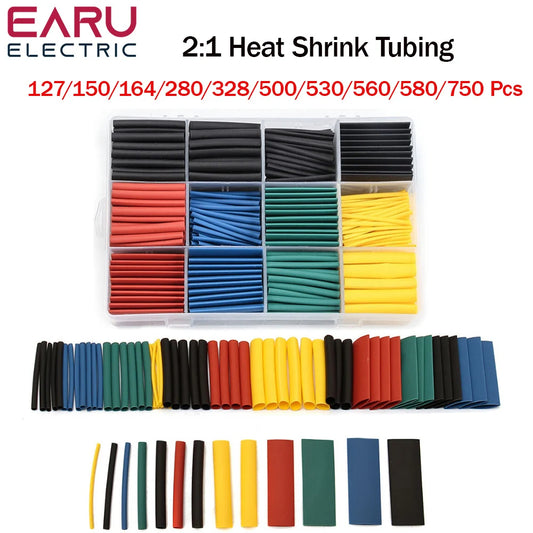 127-750pcs Heat-shrink Tubing Thermoresistant Tube Heat Shrink Wrapping Kit Electrical Connection Wire Cable Insulation Sleeving