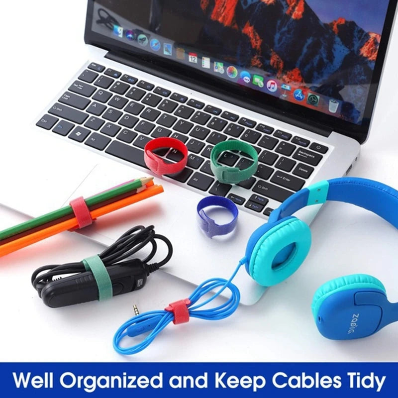 Reusable Velcro Cable Organizer Ties - Nylon Straps for Wire/Cable Management