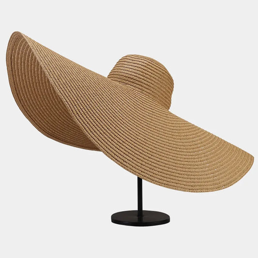 70cm Oversized Wide Brim Straw Hat – UV Protection Foldable Sun Hat