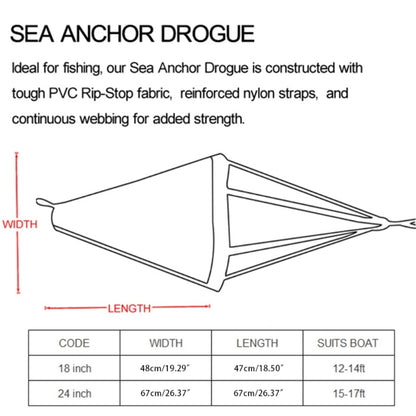 Sea Anchor Drift Anchor Drogue Drifting Brake with 30ft Tow Line