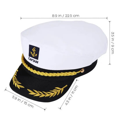 1pc Adult Yacht Boat Ship Sailor Captain Costume Hat Navy Marine Admiral Nautical Party Decorations Unisex Embroidered Hat