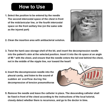 Emergency First Aid Kit Tension Pneumothorax Thoracic Needle – Medical Chest Decompression Needle for Emergency Chest Relief