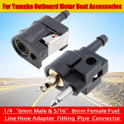 Fuel Line Hose Adapter Fitting for Yamaha Outboard Motor 1/4" 6mm Male & 5/16" 8mm Female