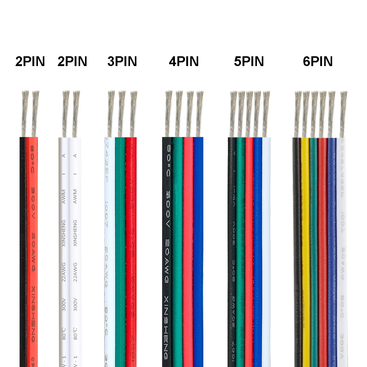 20 - 100m Wire 2/3/5/6 Pin Extension Cable