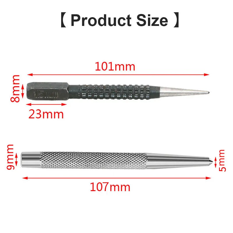 Non-Slip Center Punch - High Carbon Steel Marking Tool for Metal and Wood