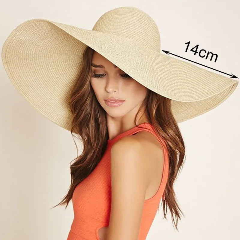 Women's Foldable Wide Brim Beach Sun Hat – UV Protection