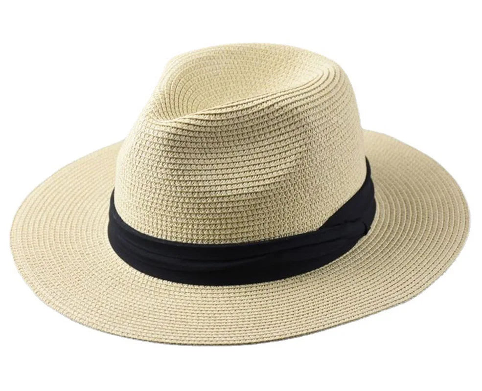 Oversized Straw Sun Hat for Men - Foldable Panama Beach Hat with Sun Protection