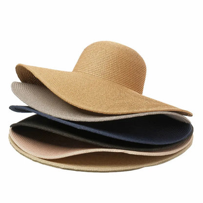 Women's Foldable Wide Brim Beach Sun Hat – UV Protection