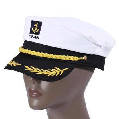 1pc Adult Yacht Boat Ship Sailor Captain Costume Hat Navy Marine Admiral Nautical Party Decorations Unisex Embroidered Hat