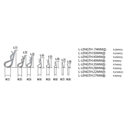 Metal R-Type Cotter Pins – Carbon Steel Wave Latch Bolt Locking Pins (100PCS)