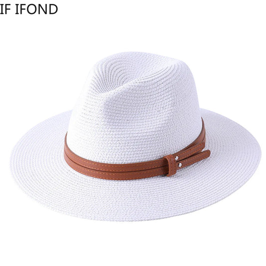 Natural Panama Straw Hat - Unisex Wide Brim Sun Hat with UV Protection