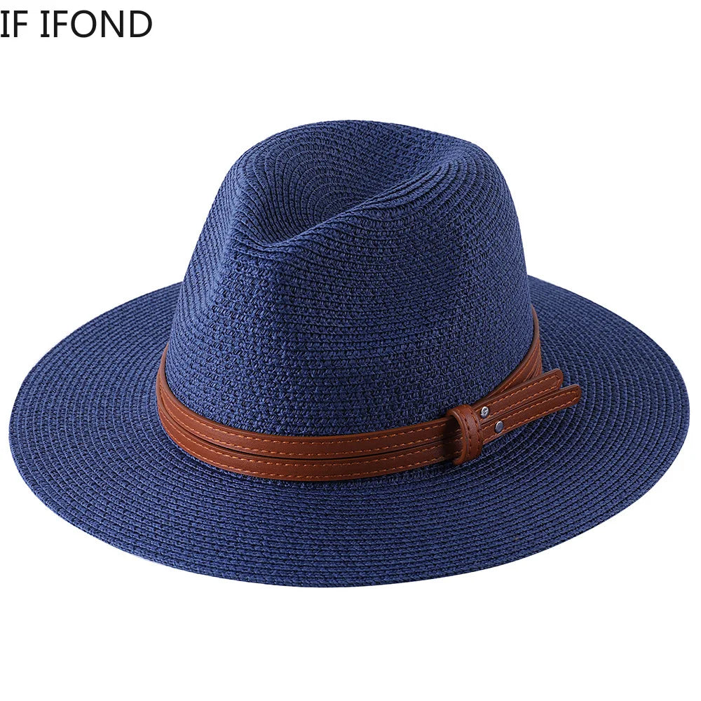 Natural Panama Straw Hat - Unisex Wide Brim Sun Hat with UV Protection