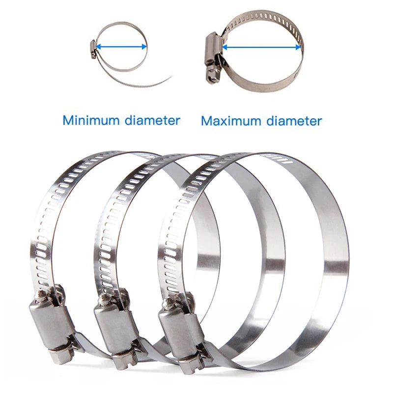 5/10pcs 8 to 152mm 304 Stainless Steel Adjustable Drive Hose Clamp